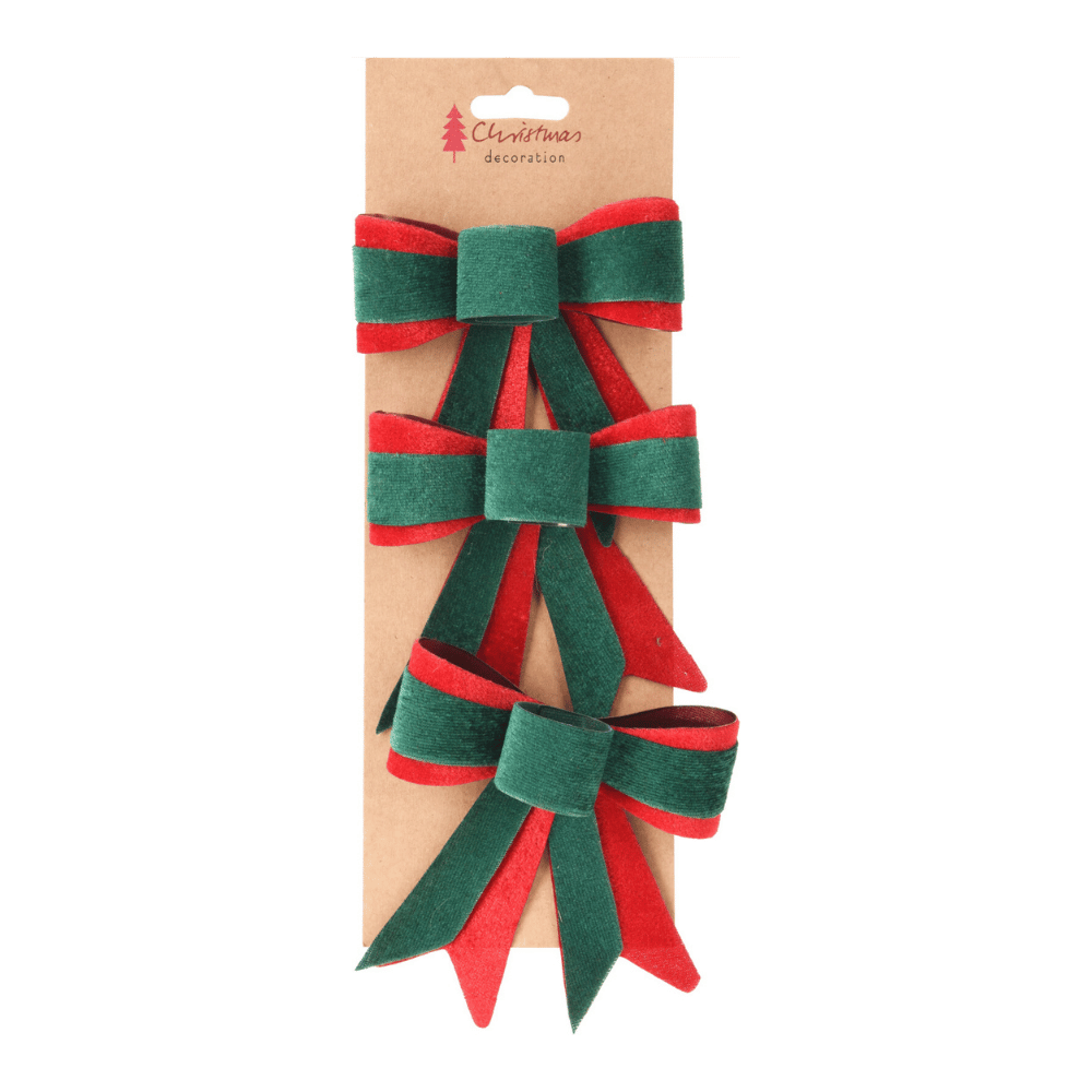 Alpha 55 Set de 3 Nœuds de Noël Rouge/Vert – Déco Festive