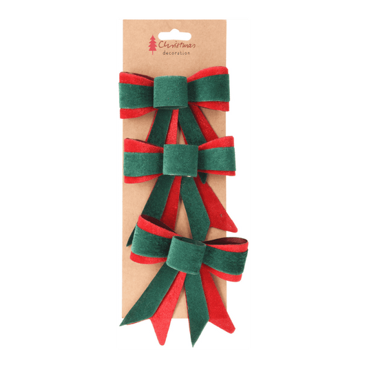 Alpha 55 Set de 3 Nœuds de Noël Rouge/Vert – Déco Festive