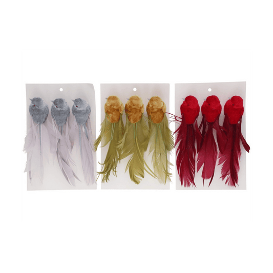 Alpha 55 Set de 3 oiseaux à plumes – Décoration de Noël élégante
