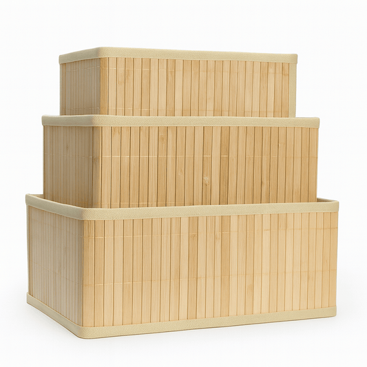 Alpha 55 Set de 3 paniers de rangement en bambou – Naturels & pratiques