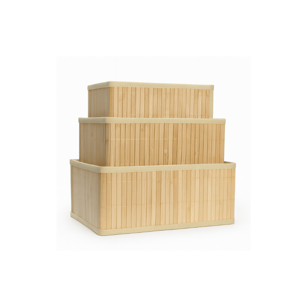 Alpha 55 Set de 3 paniers de rangement en bambou – Naturels & pratiques