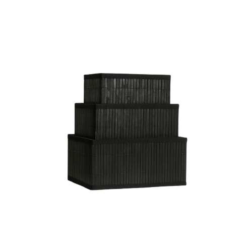 Alpha 55 Set de 3 paniers rangement en bambou noir – Élégants & pratiques