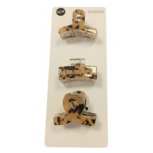 Alpha 55 Set de 3 pinces en plastique écaille cheveux