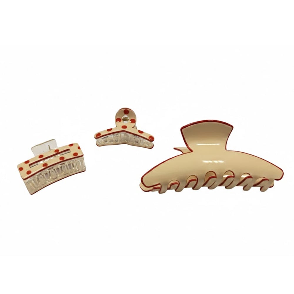 Alpha 55 Set de 3 pinces en plastique pois beige