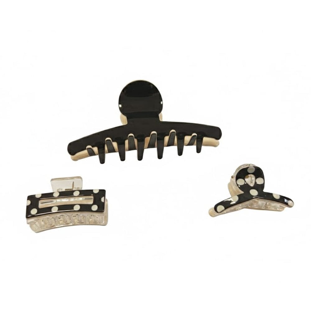 Alpha 55 Set de 3 pinces en plastique pois noir