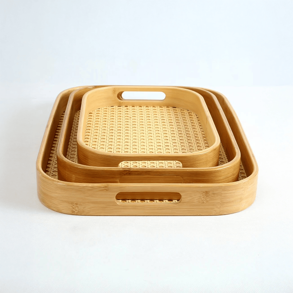 Alpha 55 Set de 3 Plateaux en Cannage