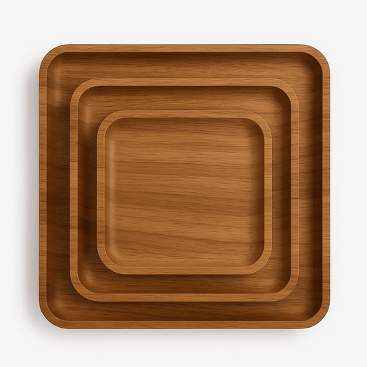 Alpha 55 Set de 3 Plats en Acacia