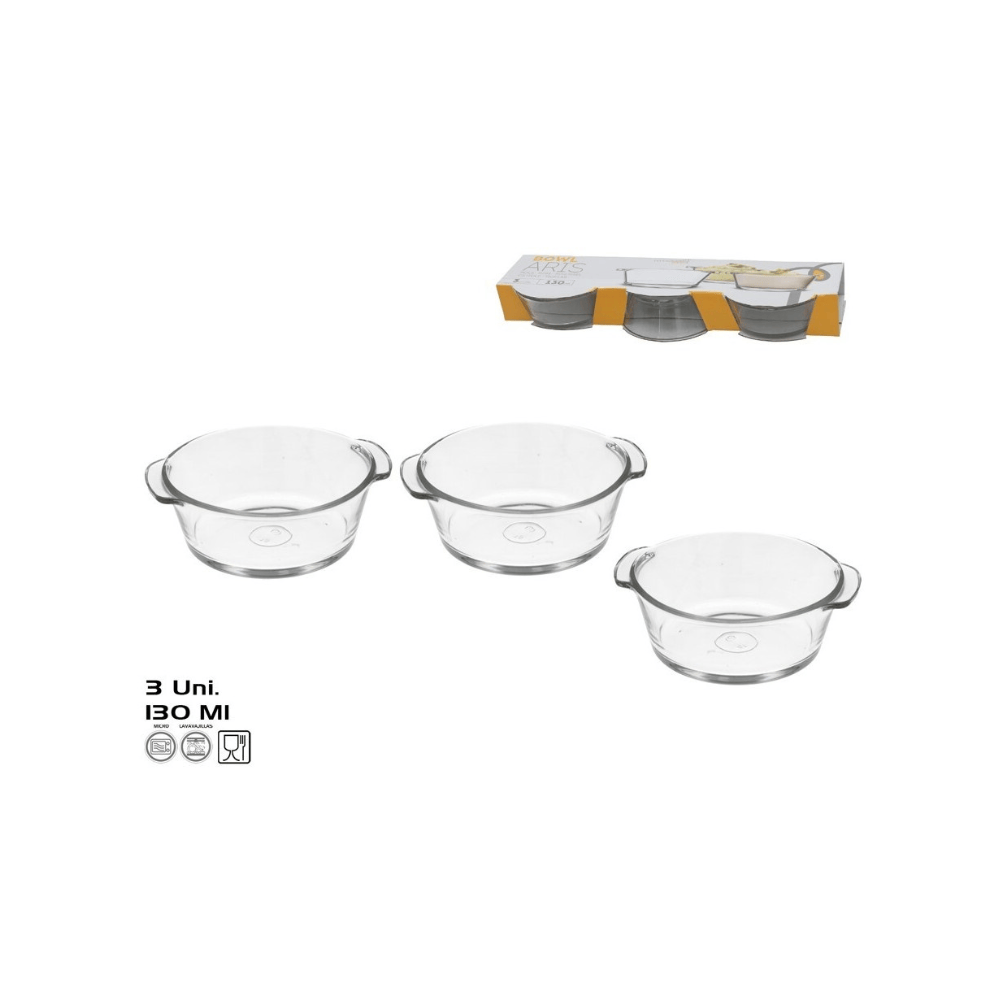 Alpha 55 Set de 3 ramequins Aris en verre ronds