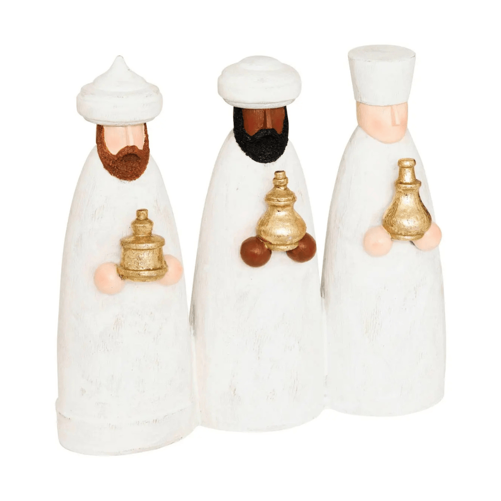 Alpha 55 Set de 3 Rois Mages Résine Blanc – Décor Noël