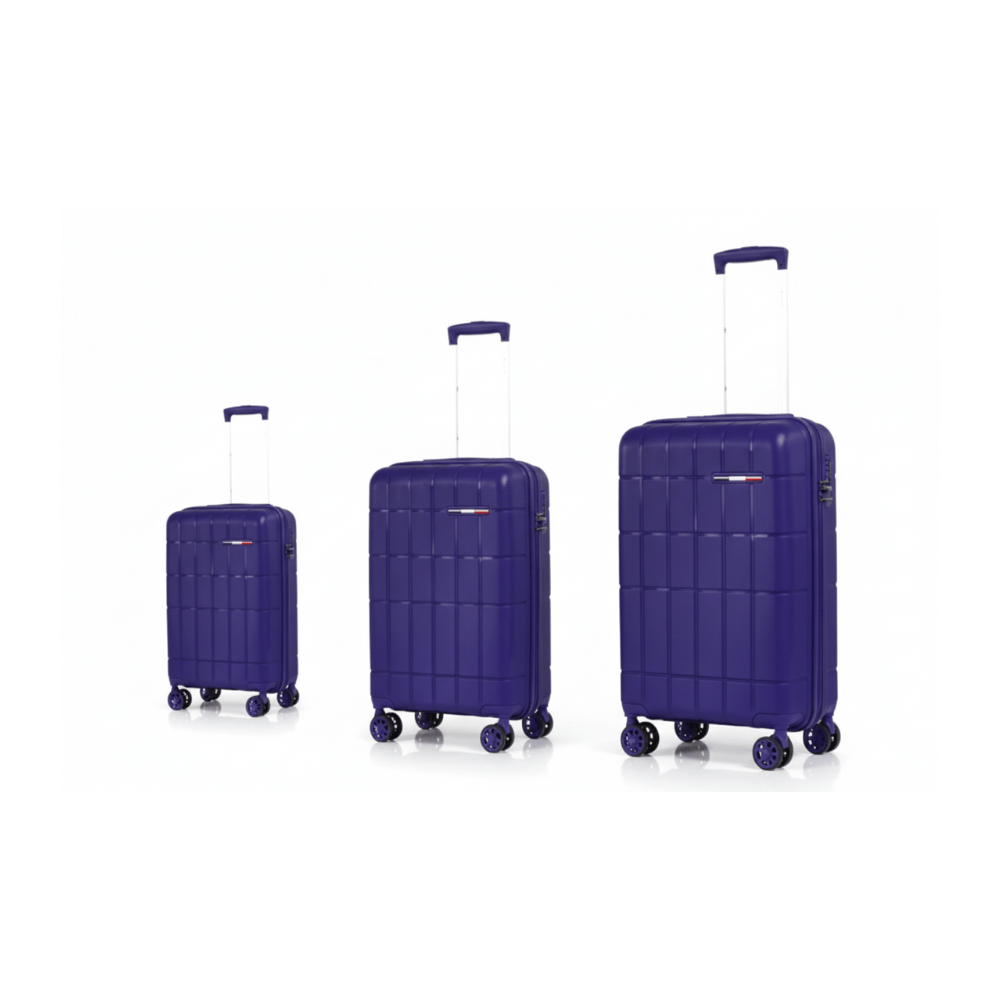 Alpha 55 Set de 3 trolley 8 roues coque quadrillée résistante