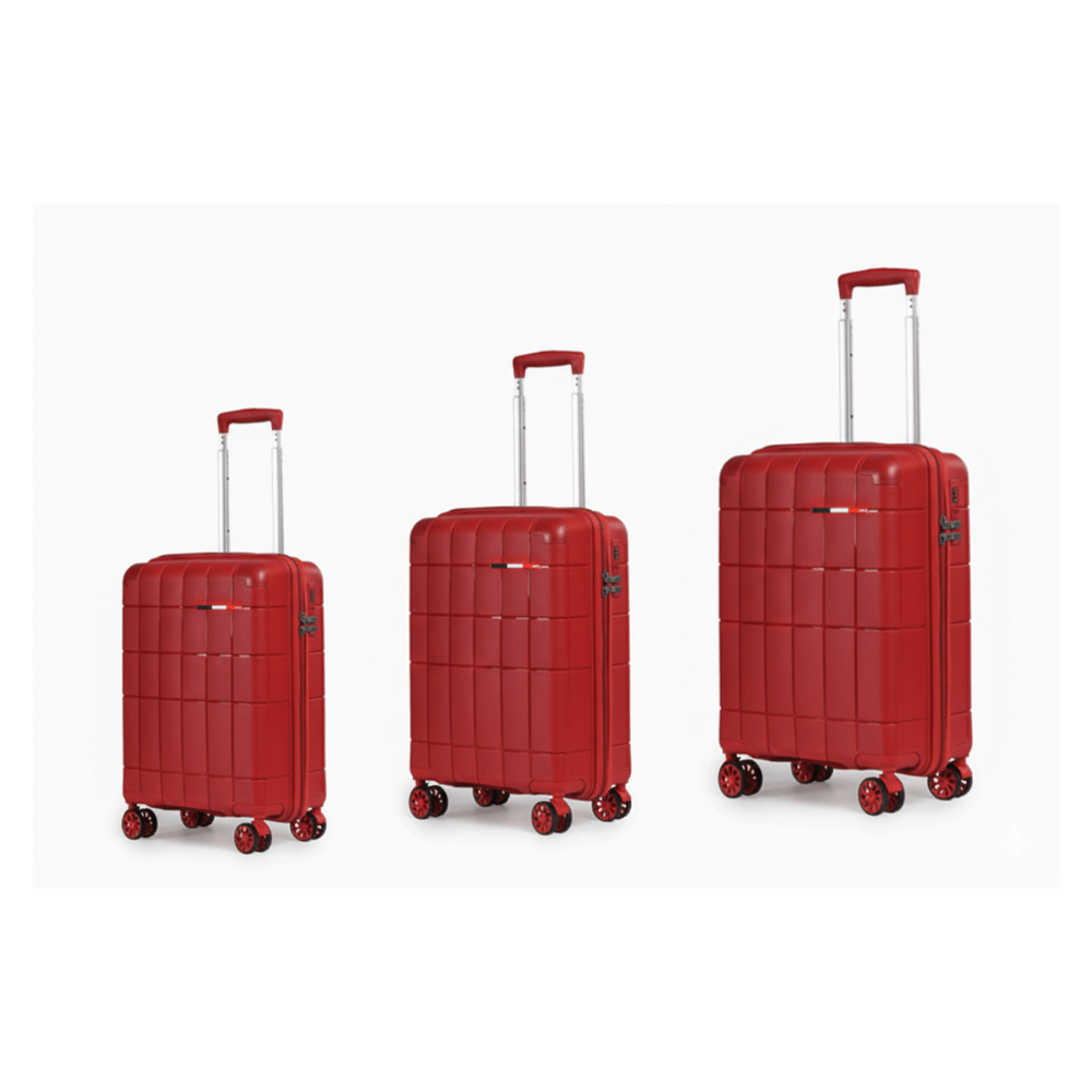 Alpha 55 Set de 3 trolley 8 roues coque quadrillée résistante