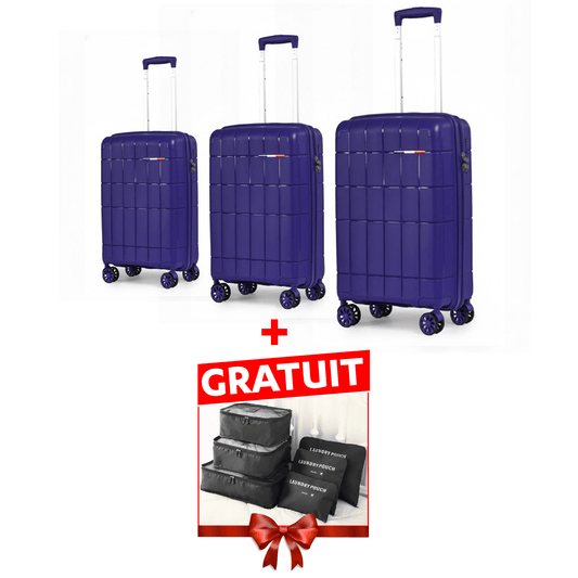 Alpha 55 Set de 3 trolley quadrillé + organisateur voyage 6 pièces gratuit