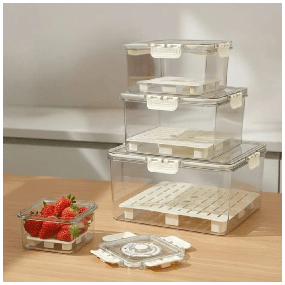 Alpha 55 Set de 4 boîtes en plastique carrées avec valve