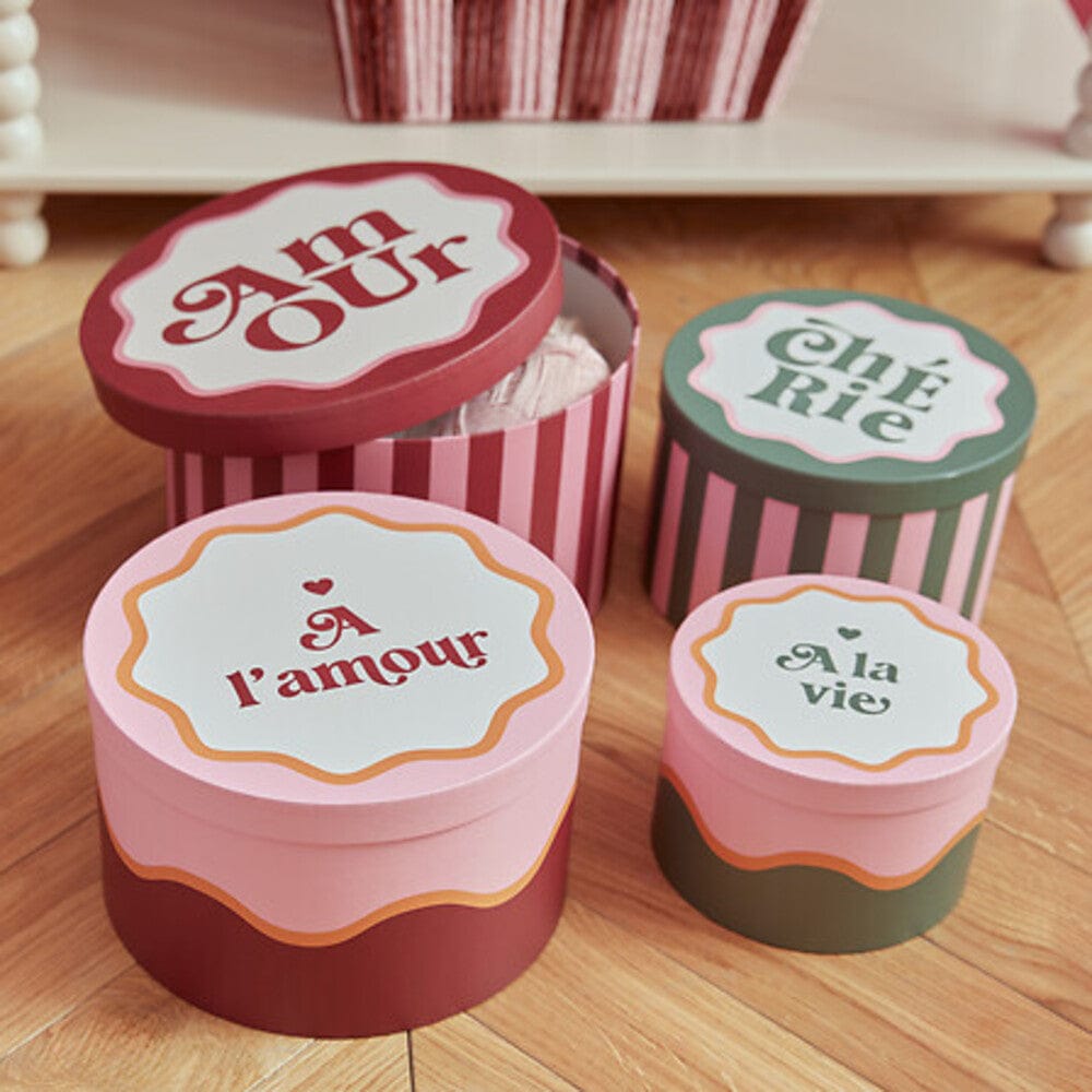Alpha 55 Set de 4 boîtes rondes Chéri – Rangement décoratif