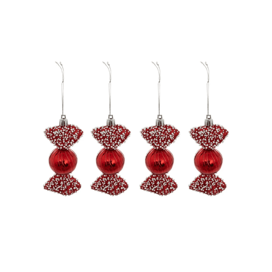 Alpha 55 Set de 4 Bonbons Perle Rouge – Décoration Noël