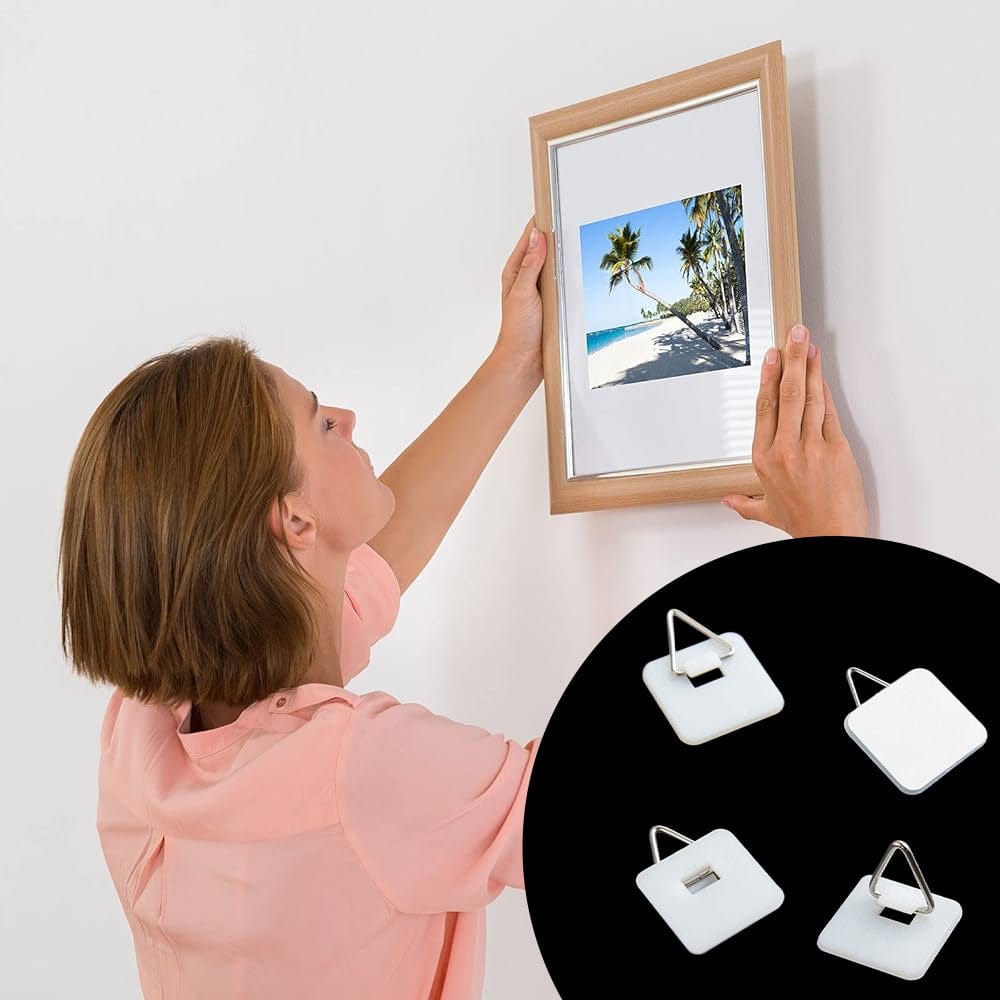 Alpha 55 Set de 4 crochets adhésifs plastique blanc cadre