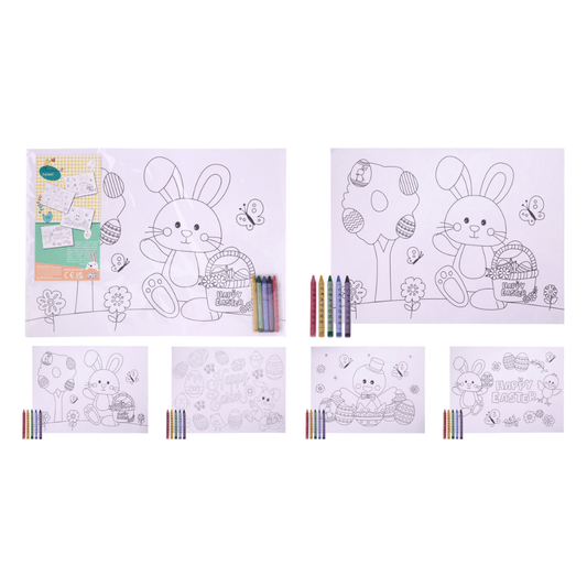 Alpha 55 Set de 4 sets de table à colorier avec 5 crayons