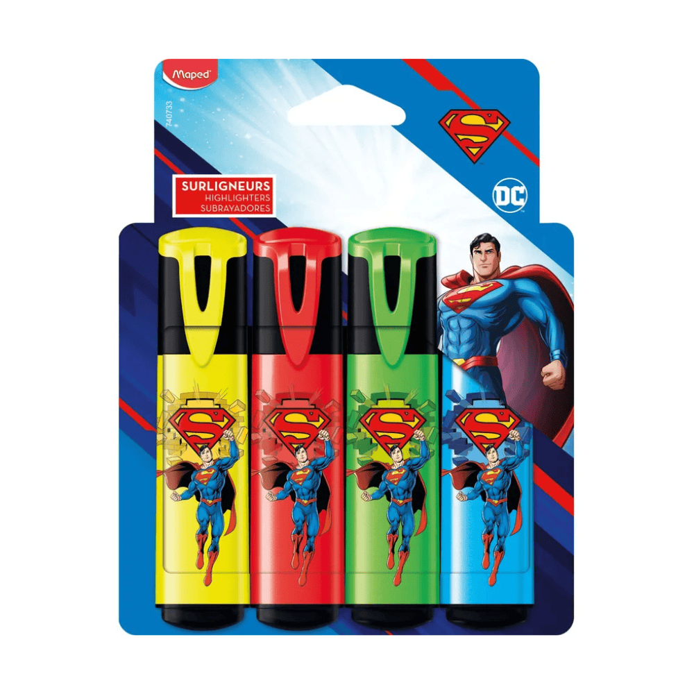 Alpha 55 Set de 4 Surligneurs Superman Maped