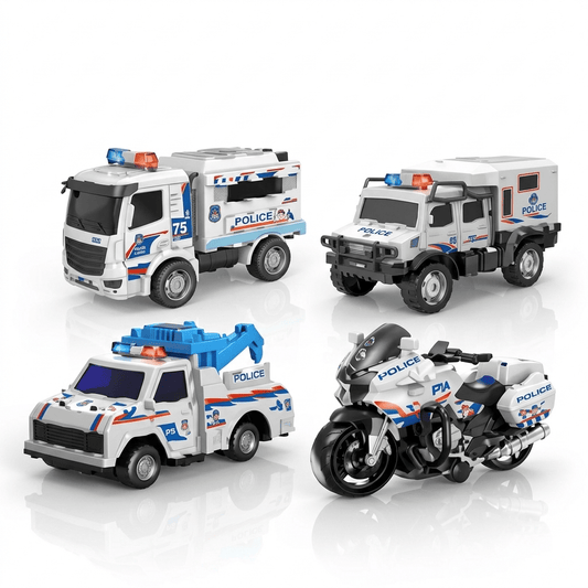 Alpha 55 Set de 4 véhicules de police pour enfant