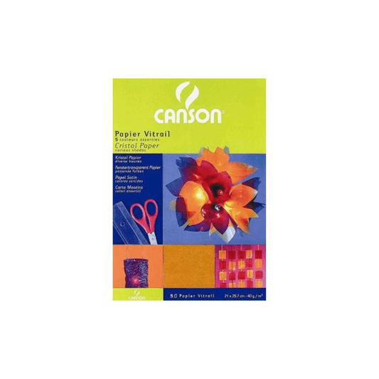 Alpha 55 Set de 5 feuille en Papier vitrail canson A4 avec pochette