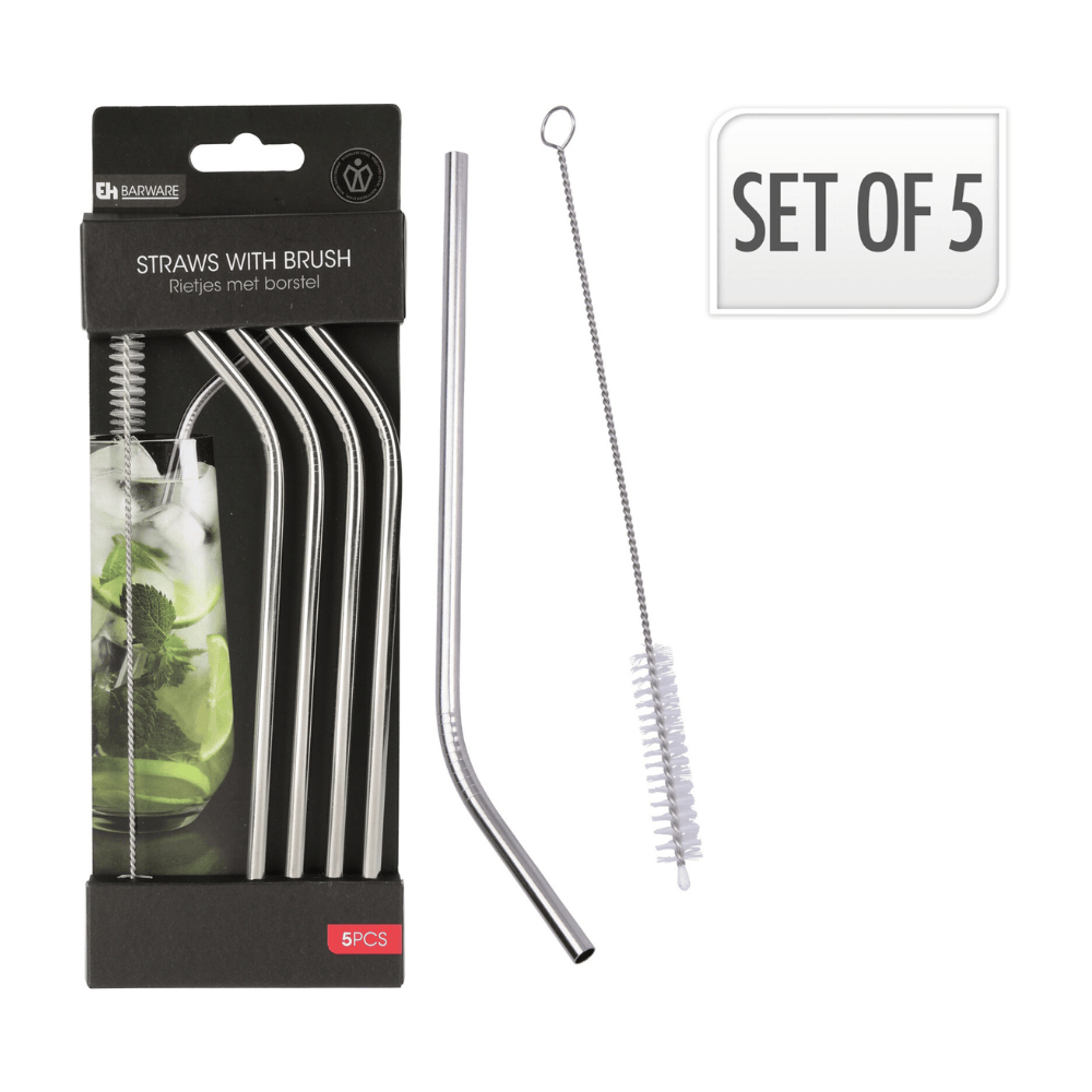 Alpha 55 Set de 5 Pailles Inox + 1 Goupillon 20 cm