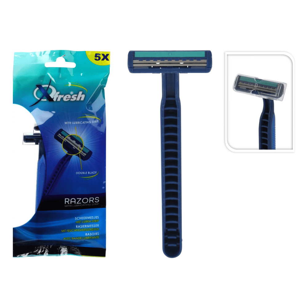 Alpha 55 Set de 5 Rasoirs Homme Bleus - Rasage Confortable