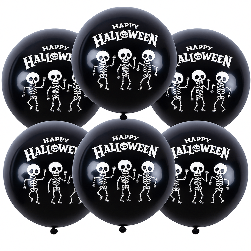 Alpha 55 Set de 6 ballons d'Halloween avec motif de squelette