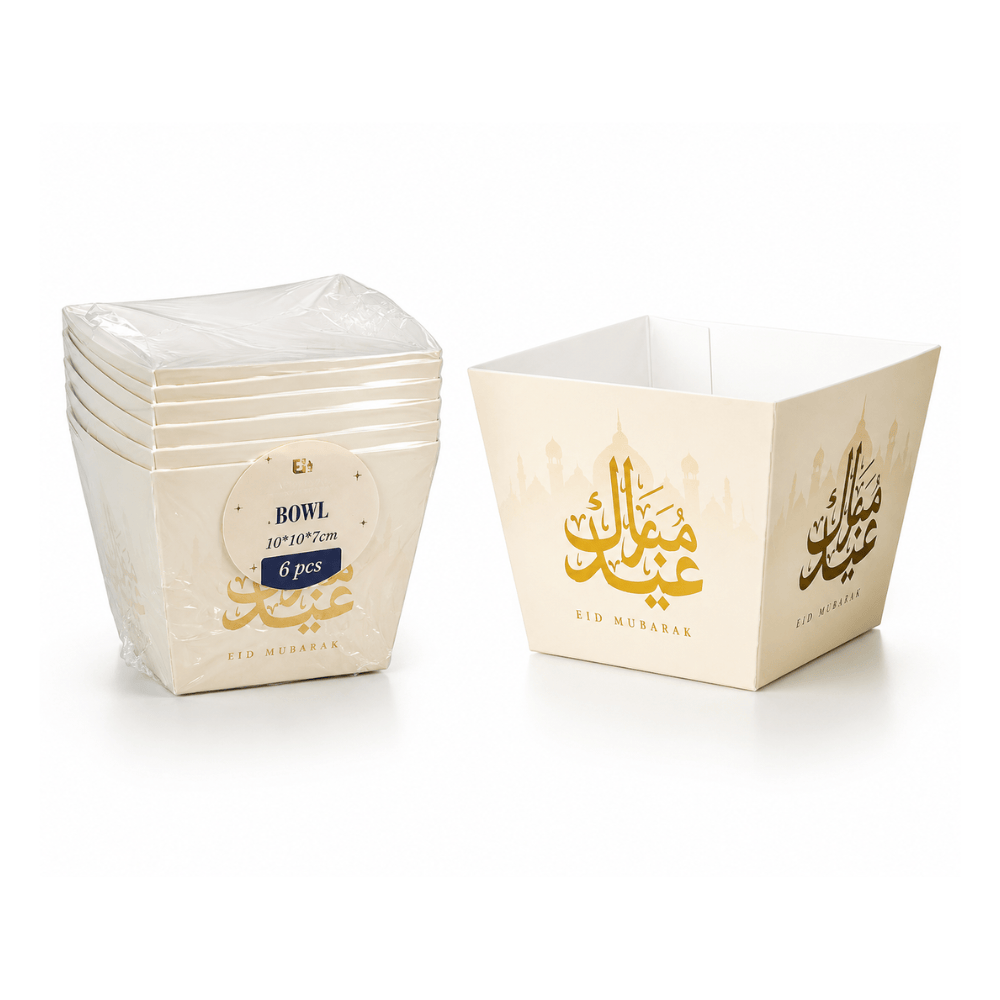 Alpha 55 Set de 6 Bols Papier Eid Mubarak Beige