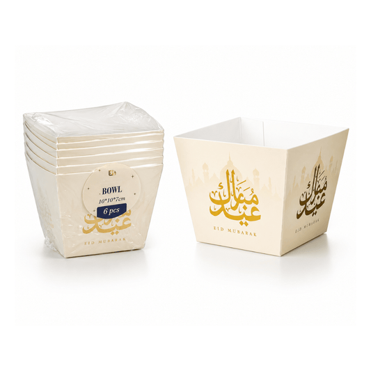 Alpha 55 Set de 6 Bols Papier Eid Mubarak Beige