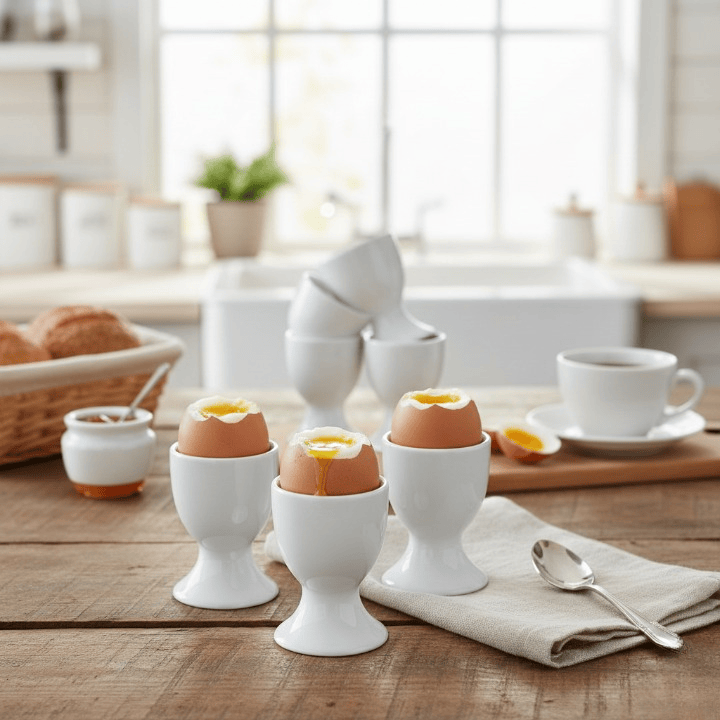 Alpha 55 Set de 6 Coquetiers en Porcelaine - Élégance et Qualité