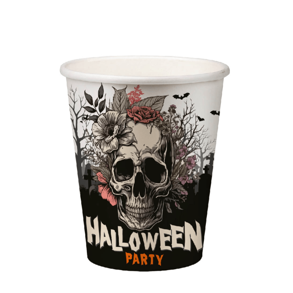 Alpha 55 Set de 6 Gobelets Jetables Crâne Halloween