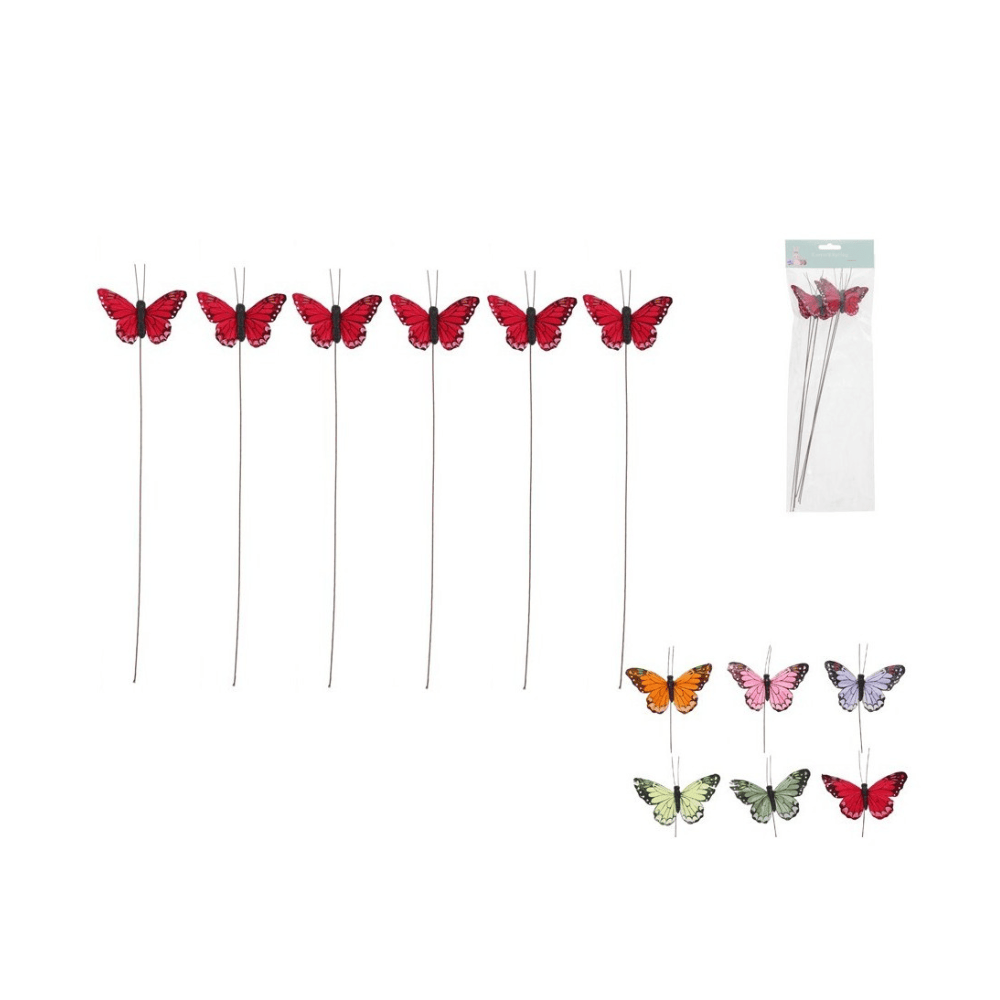 Alpha 55 Set de 6 piques papillon Rosalín déco