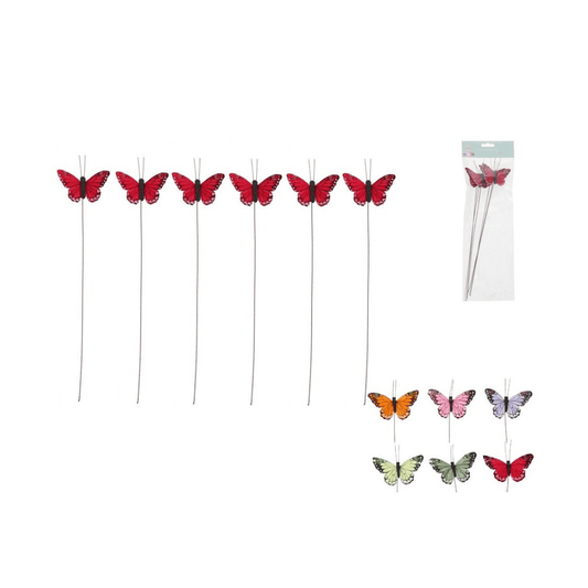 Alpha 55 Set de 6 piques papillon Rosalín déco