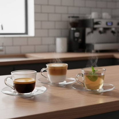 Alpha 55 Set de 6 tasses à café en verre lisse élégant