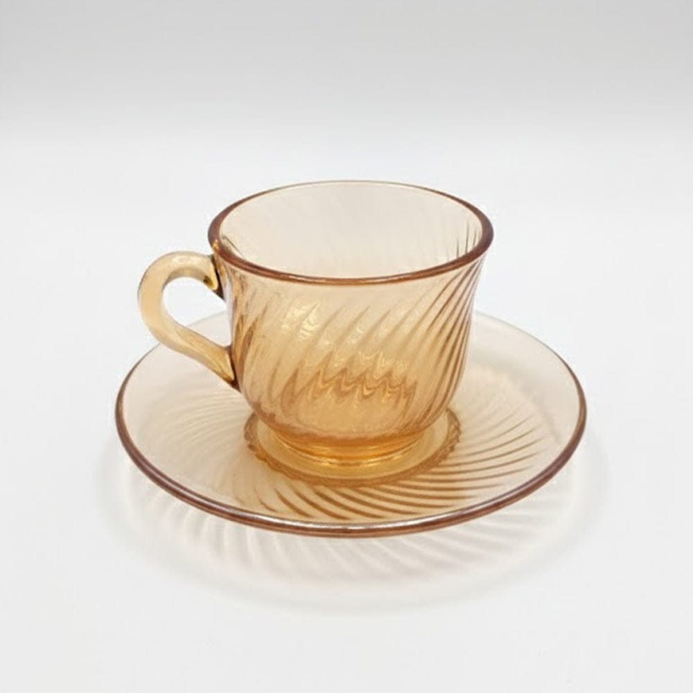Alpha 55 Set de 6 tasses à café en verre rayé ambre