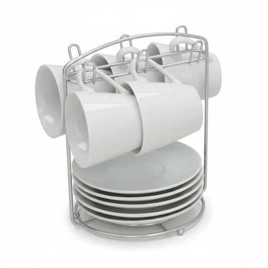 Alpha 55 Set de 6 Tasses Café 8cl avec Rack – Rangement Chic