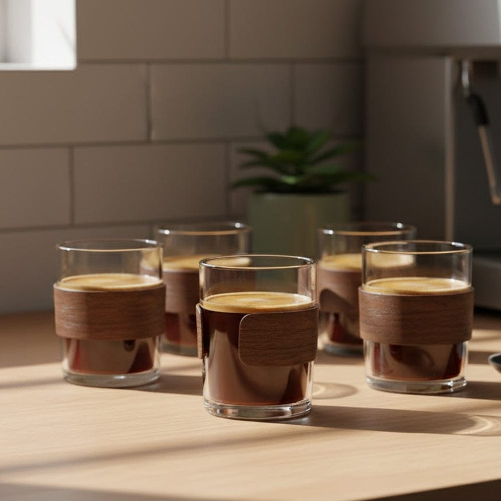 Alpha 55 Set de 6 Verres à Café Bague Anti-Chaleur