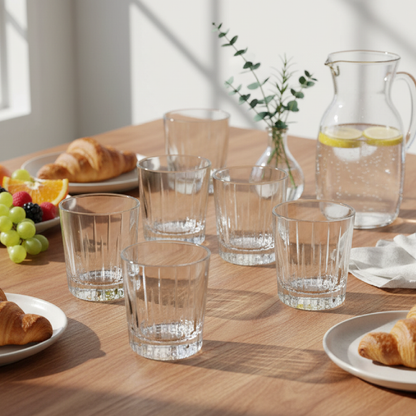 Alpha 55 Set de 6 Verres à Eau Forme Basse – Modèle Rayé