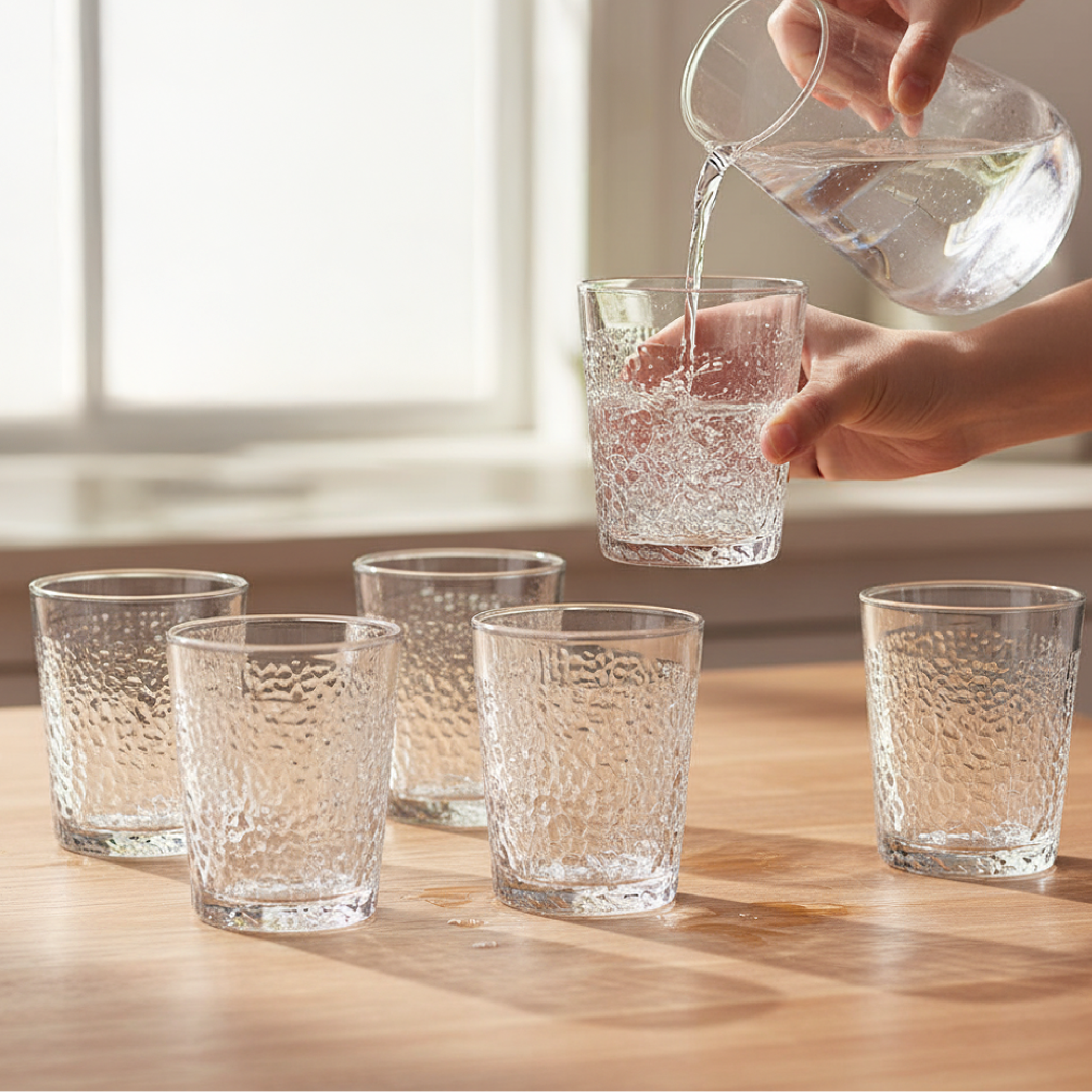 Alpha 55 Set de 6 Verres à Eau Forme Basse – Motif Craquelé