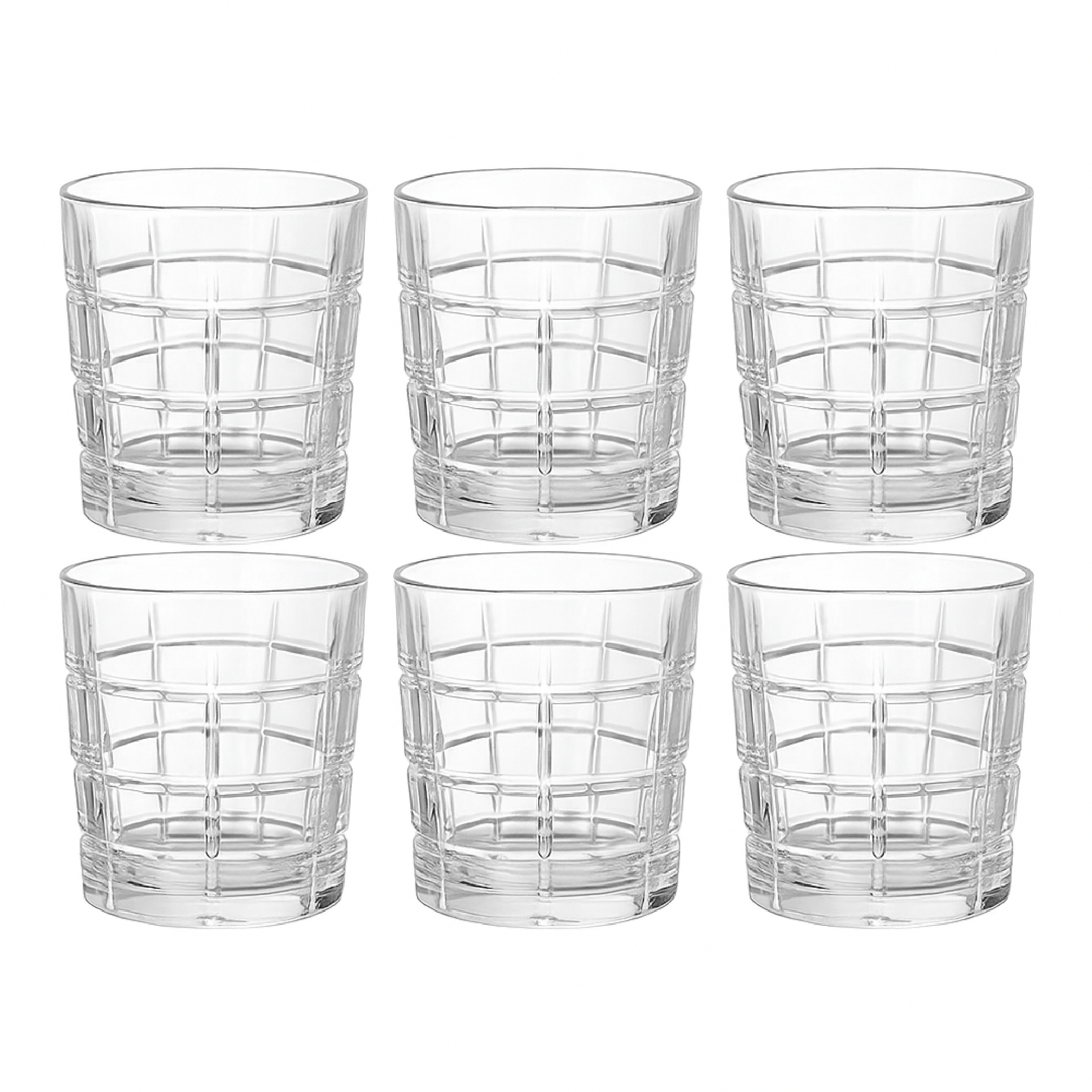 Alpha 55 Set de 6 Verres à Eau Forme Basse – Motif Quadrillé