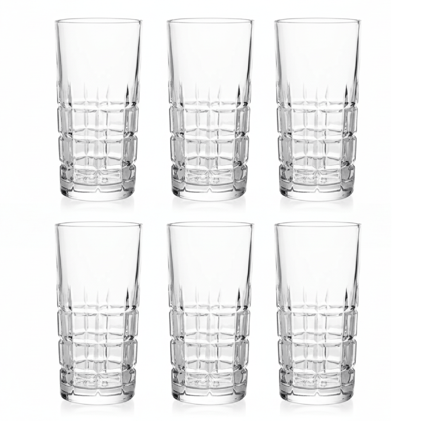 Alpha 55 Set de 6 Verres à Eau Forme Haute – Motif Quadrillé