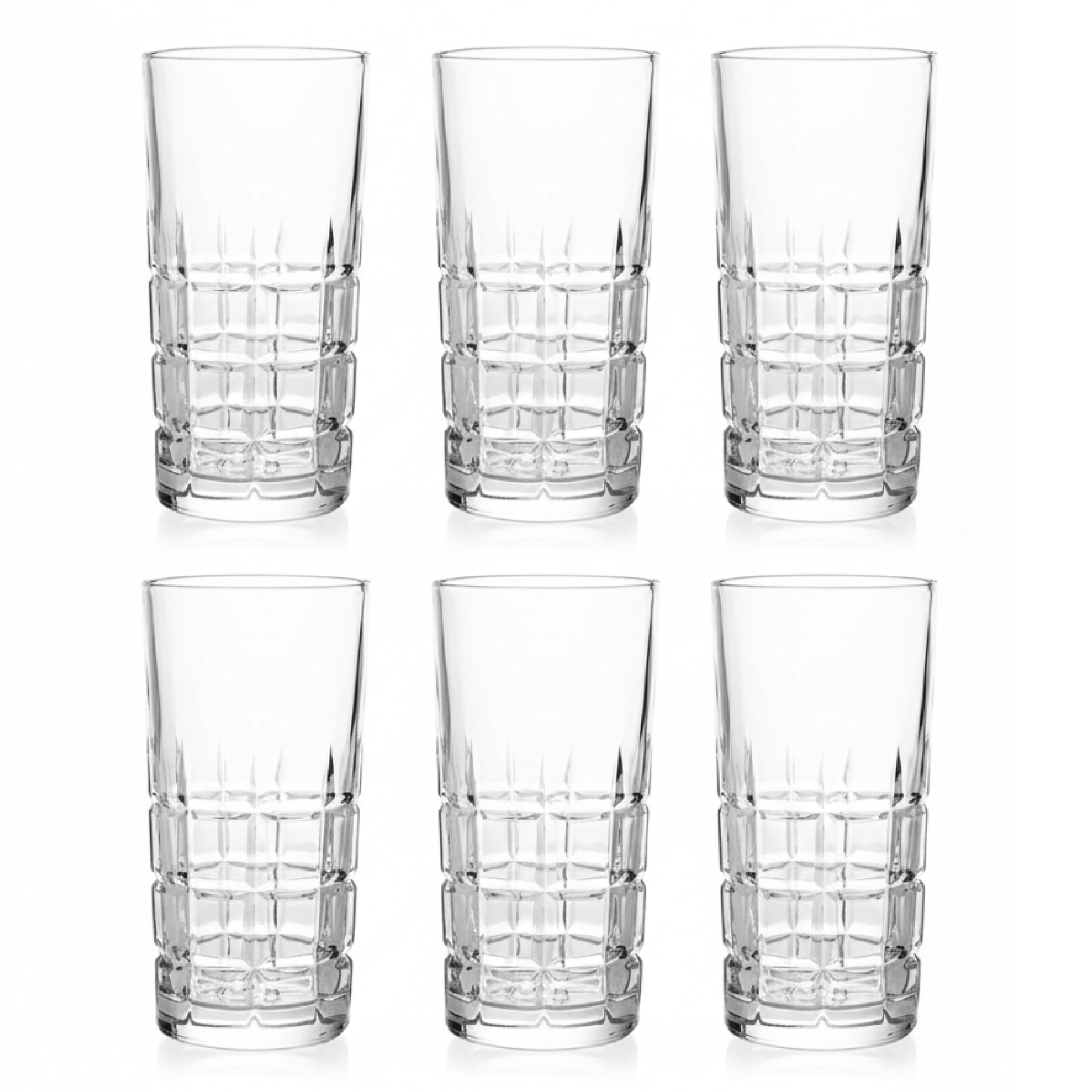 Alpha 55 Set de 6 Verres à Eau Forme Haute – Motif Quadrillé
