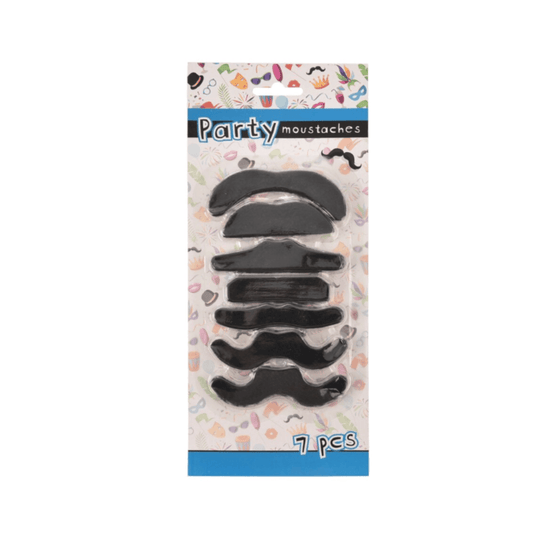 Alpha 55 Set de 7 Moustaches Noires Assorties – Déguisement