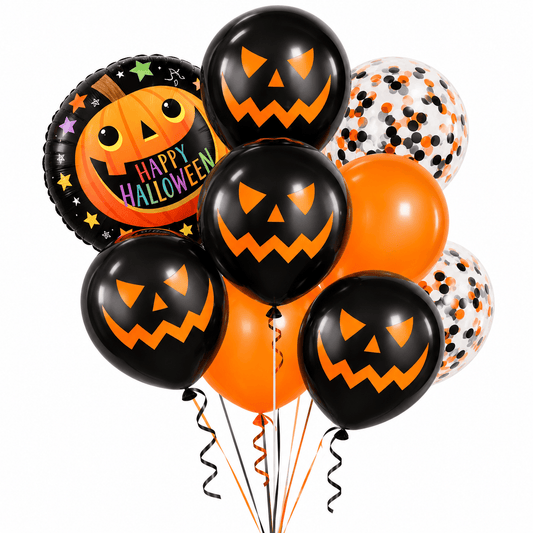 Alpha 55 Set de 9 Ballons Latex Citrouilles – Halloween