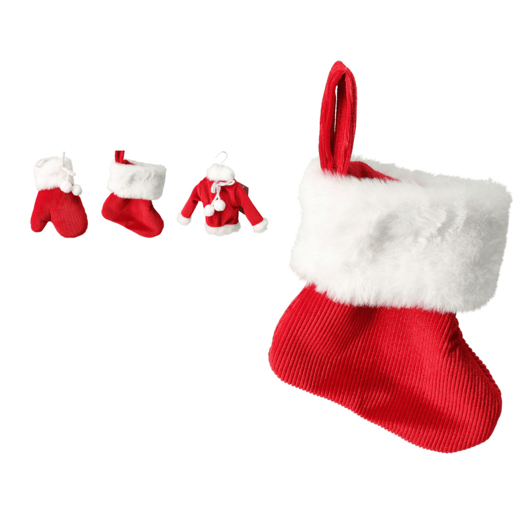 Alpha 55 Set de Noël Botte, Gant & Manteau Rouge – Déco Festive