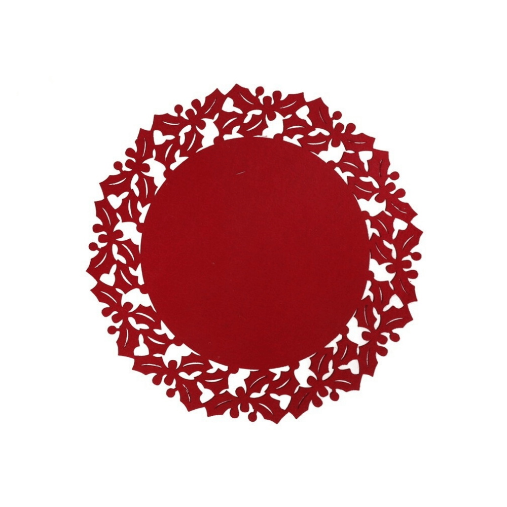 Alpha 55 Set de table en feutrine rouge motif houx – Esprit de Noël