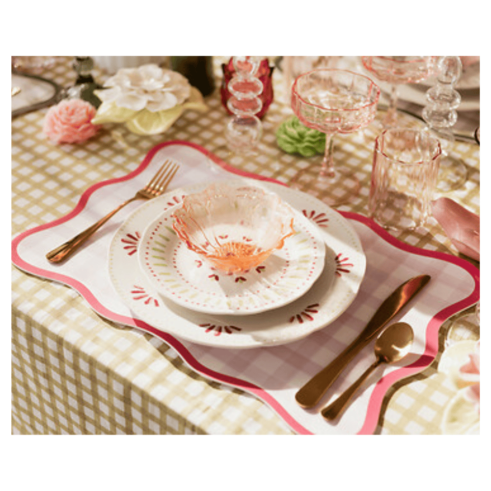 Alpha 55 Set de Table Fleur de Rose Élégant