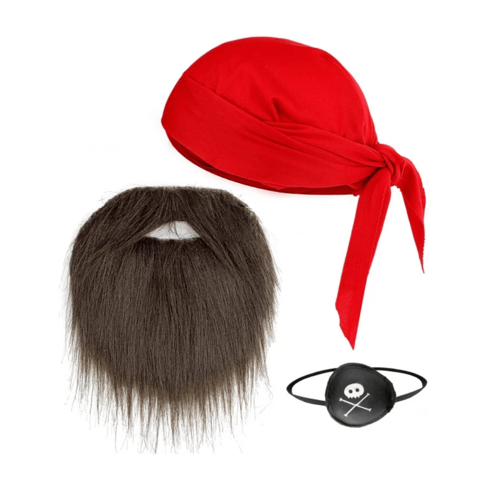 Alpha 55 Set Pirate 3 Pièces Bandana, Cache-Œil & Barbe