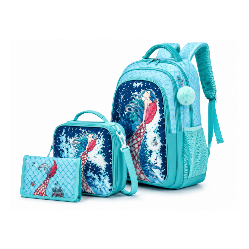 Alpha 55 Set Trio Sac à Dos 16" Sequins Sirène Turquoise