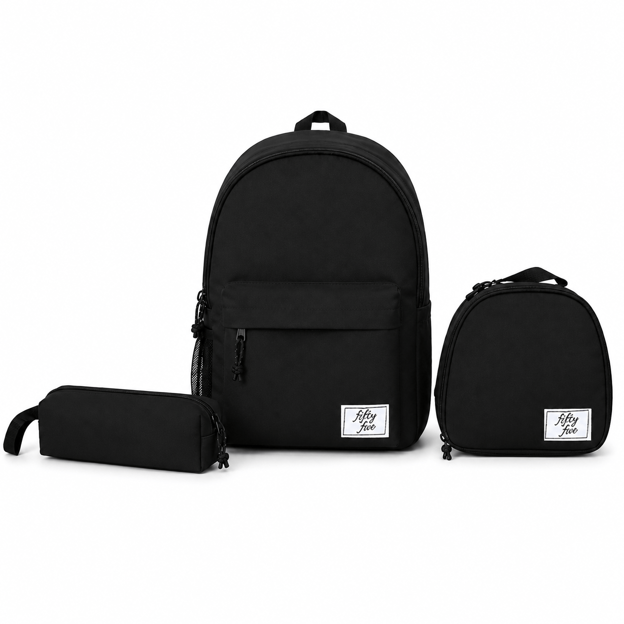 Set Trio Sac à Dos Borné Uni Noir — Alpha 55 Maroc